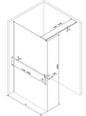 Mexen Kioto+ sprchová zástěna s poličkou walk-in 70 x 200 cm, černá vzor, nikl kartáčovaný (800-070-121-97-78)