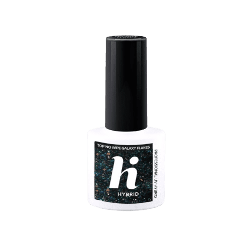 HI HYBRID Top No Wipe Galaxy Flakes pro hybridní lak - 5 ml