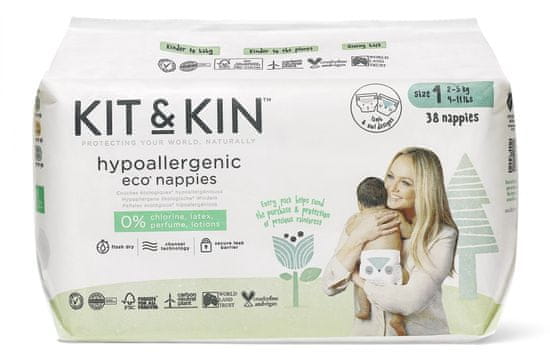 Kit & Kin Eko plenky, velikost 1 (2-5 kg) 38 ks