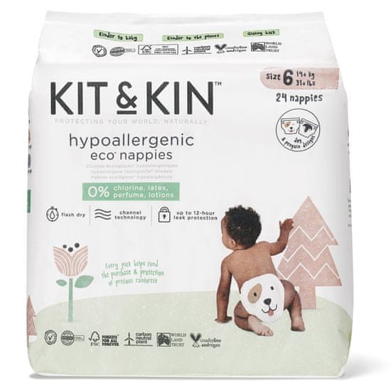 Kit & Kin Eko plenky, velikost 6 (14+ kg) 24 ks