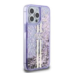 Guess  PC/TPU Liquid Glitter Gold Stripe Zadní Kryt pro iPhone 15 Pro Max Purple