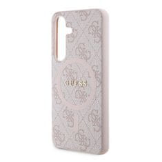 Guess  PU Leather 4G Colored Ring MagSafe Zadní Kryt pro Samsung Galaxy S24 Pink