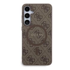 Guess hard silikonové pouzdro Samsung Galaxy S24 PLUS brown PU Leather 4G Colored Ring MagSafe