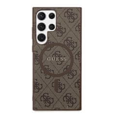 Guess  PU Leather 4G Colored Ring MagSafe Zadní Kryt pro Samsung Galaxy S24 Ultra Brown