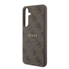 Guess  PU Leather 4G Colored Ring MagSafe Zadní Kryt pro Samsung Galaxy S24+ Brown