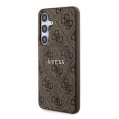 Guess  PU Leather 4G Colored Ring MagSafe Zadní Kryt pro Samsung Galaxy S24 Brown