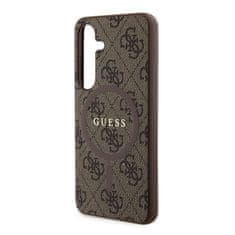 Guess  PU Leather 4G Colored Ring MagSafe Zadní Kryt pro Samsung Galaxy S24 Brown