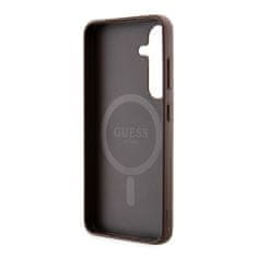 Guess  PU Leather 4G Colored Ring MagSafe Zadní Kryt pro Samsung Galaxy S24 Brown