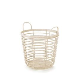 Prosperplast koš 43cm ZANZI BASKET ECO WOOD IKPIR430W-CY728W krémový plastový