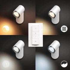 Philips Hue White Ambiance Bodové koupelnové svítidlo Philips Adore BT 8719514340855 LED GU10 1x5W 350lm 2200-6500K IP44 230V, bílé s dálkovým ovladačem a Bluetooth