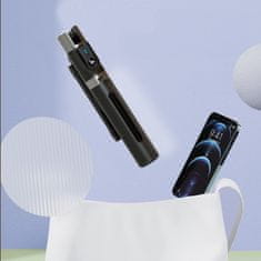 TopQ Bluetooth selfie tyč P96D-2 se stativem a 2 LED světly černá