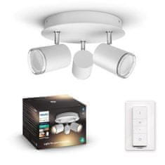 Philips Hue White Ambiance Bodové koupelnové svítidlo Philips Adore BT 8719514340916 LED GU10 3x5W 3x350lm 2200-6500K IP44 230V, bílé s dálkovým ovladačem a Bluetooth