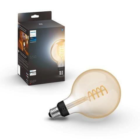 Philips Hue Bluetooth LED White Ambiance filamentová žárovka Philips 8719514301542 E27 G125 7W 550lm 2200-4500K černá, stmívatelná