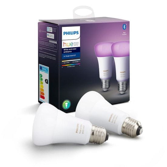 Philips Hue Bluetooth LED White and Color Ambiance žárovka 2xE27 A19 9W 806lm 2200K-6500K