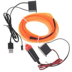 KIK KX4955_3 LED ambientní osvětlení pro auto/auto USB/12V páska 5m oranžová