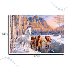 WOWO Puzzle CASTORLAND Winter Melt - Koně v zimní krajině, 500 dílků, pro děti 9+ let
