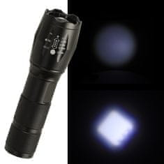 Ikonka Taktická vojenská svítilna 800 lumenů LED ZOOM s výkonnou dobíjecí baterií USB