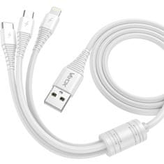 KIK KX4242 Kabel USB 3v1 micro USB, USB-C, lightning 1m bílý