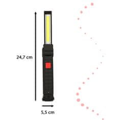 WOWO KAFUWELL Dílenská USB Svítilna s Magnetickým Háčkem, 5 Režimy, Nabíjecí Baterie 1200mAh, 200lm