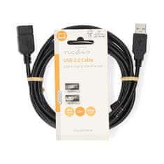 Nedis prodlužovací kabel USB 2.0 zástrčka USB A - zásuvka USB A, 3 m, černá (CCGL60010BK30)