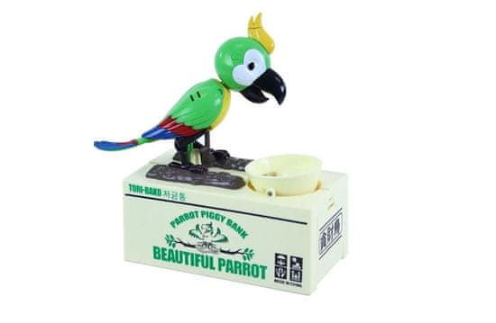 CoolCeny Pokladnička na mince - Hladový papoušek - Zelená