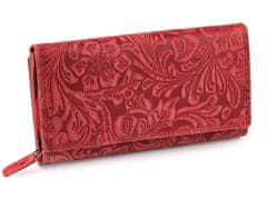 Kraftika 1ks červená dámská peněženka kožená s květy