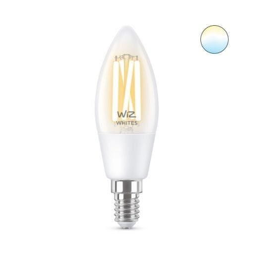 WiZ LED Žárovka WiZ Tunable White Filament 8718699787196 E14 C35 4,9-40W 470lm 2700-6500K, stmívatelná