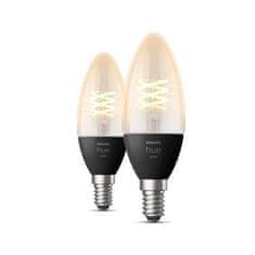 Philips Hue Bluetooth LED White set 2ks filamentových žárovek Philips svíčka 8719514302211 E14 4,5W 300lm 2100K černé, stmívatelné