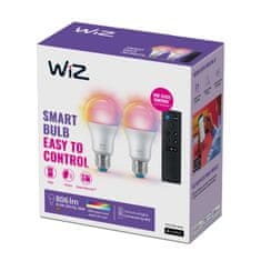 WiZ WiZ SET 2x LED žárovka E27 A60 8W (60W) 806lm 2200-6500K RGB IP20, stmívatelná plus ovladač