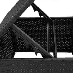 Greatstore Zahradní stolička s poduškou černá 55 x 55 x 37 cm polyratan