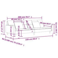 Petromila 2místná rozkládací pohovka se 2 polštáři černá textil