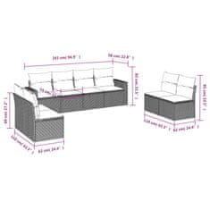 Vidaxl 8dílná zahradní sedací souprava s poduškami černá polyratan