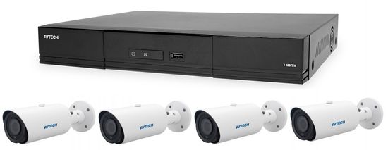 Avtech Kamerový set 1x NVR AVH2109AX a 4x 5MPX IP Motorzoom Bullet kamera DGM5546SVAT + 4x Kabel UTP 1x RJ45 - 1x RJ45 Cat5e 15m!