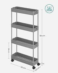 Artenat Pojízdný regál Crafty, 86 cm, šedá