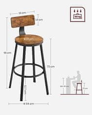 Artenat Barová židle Agony (SET 2 ks), 99 cm, hnědá