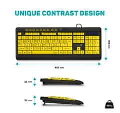 FOR HEALTH CONTRAST klávesnice s velkým fontem, CZ + SK verze, ŽLUTÁ/ČERNÁ