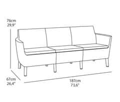 Allibert Grafitové zahradní třímístné sofa SALEMO 244100