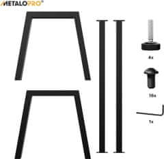 MetaloPro MetaloPro Extreme - Stabile Metall Tischbeine, Schwarz Tischkufen/Tischgestell für Esstisch, Schreibtisch Möbelfüße Beine, Trapez Form – 240x80x72 cm