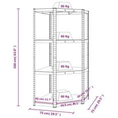 Vidaxl 4patrový rohový regál stříbrný ocel a kompozitní dřevo