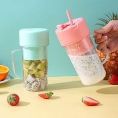 HOME & MARKER® Smoothie Mixér, Smoothie Maker, Přenosný mixér (420ml, 17,5×8,5×7 cm) | BLENDZY Růžová