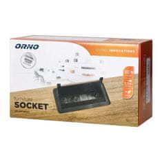 Orno Výklopný blok zapuštěný ORNO OR-GM-9022/B, 2x 230V, 2x USB nabíjecí, 2x RJ45, barva černá, kabel 1,5m