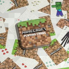 CurePink Hrací karty Minecraft v plechové krabičce: Icons (11 x 9 x 3 cm)