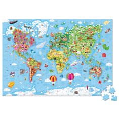 Janod Puzzle Mapa sveta v kufríku 300 ks