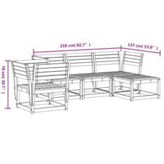 Vidaxl 5dílná zahradní sedací souprava s poduškami bílá masiv borovice