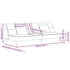 Vidaxl 2místná rozkládací pohovka se 2 polštáři krémová samet