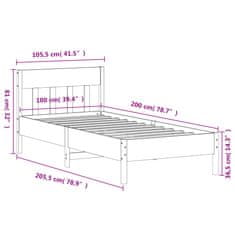 Vidaxl Rám postele s čelem 100 x 200 cm masivní borové dřevo