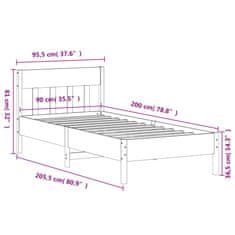 Vidaxl Postel bez matrace bílá 90 x 200 cm masivní borovice