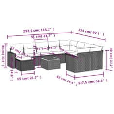 Vidaxl 11dílná zahradní sedací souprava s poduškami černá polyratan