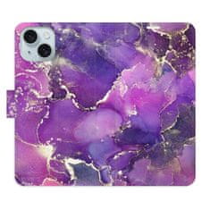 iSaprio Flipové pouzdro - Purple Marble pro Apple iPhone 15