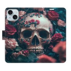 iSaprio Flipové pouzdro - Skull in Roses 02 pro Apple iPhone 15